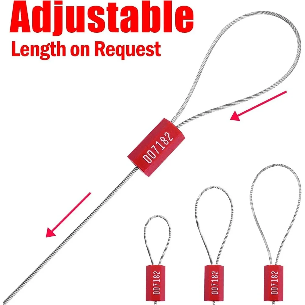 NAZOU 100Pcs Red Numbered Security Cable Seals 13 Inch Tamper Steel Wire Tags